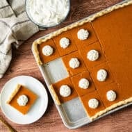 This easy Sheet Pan Pumpkin Pie is the easiest and most fun way to serve pumpkin pie to a crowd!