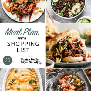 A collage of 5 recipes from meal plan 20.