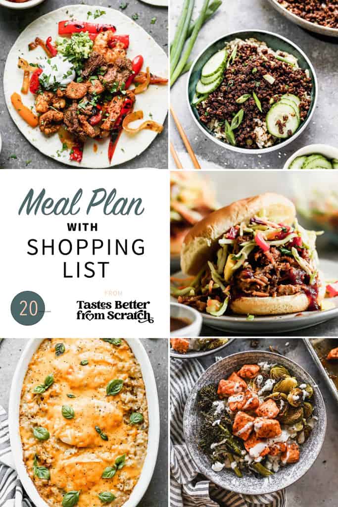 A collage of 5 recipes from meal plan 20.