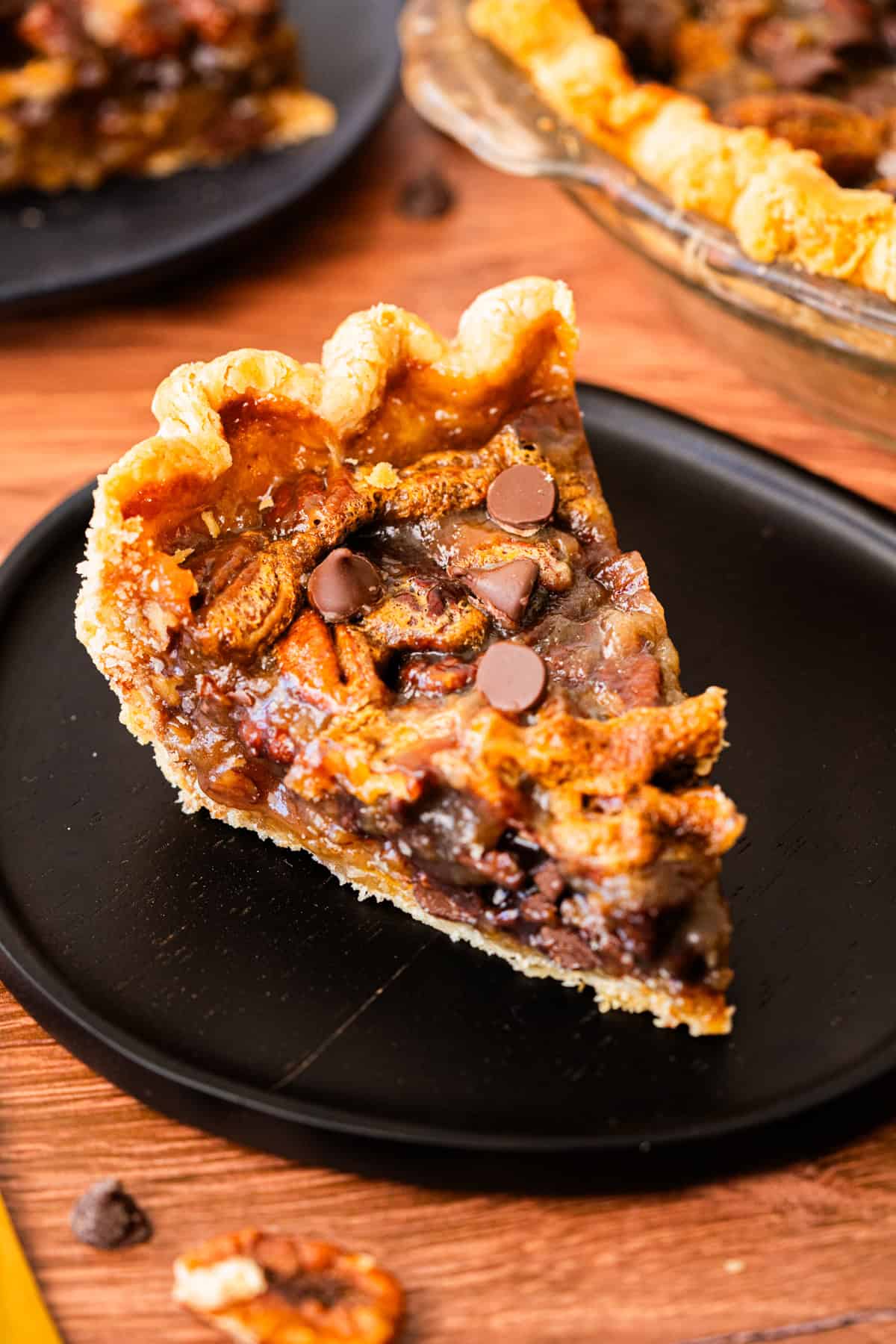 I'm obsessed with this rich and gooey Chocolate Pecan Pie! It's the perfect twist on the classic, with melty chocolate chips and crunchy pecans in every bite.