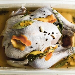 This simple turkey brine recipe is perfect for your smoked turkey and adds so much moisture and flavor! It's easy and makes a big difference!