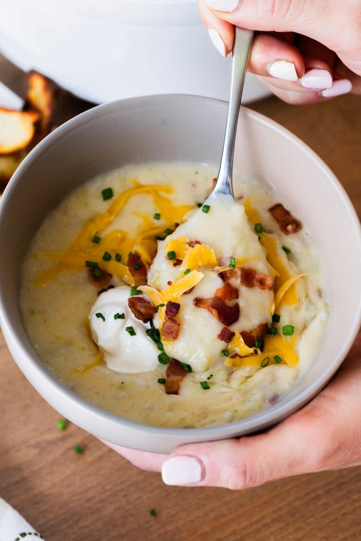 This baked potato soup with ham is rich, comforting, and a great way to use leftovers.