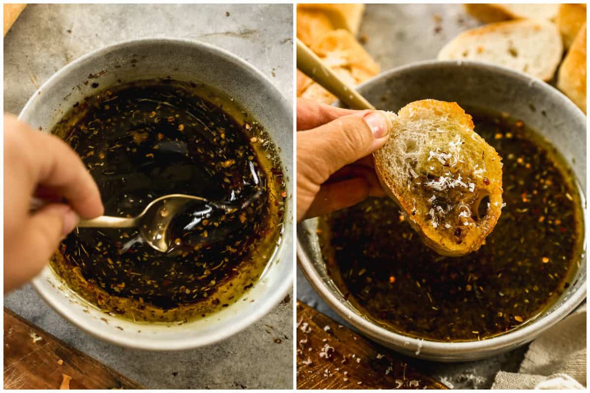 This bread dipping oil recipe is flavorful and easy to mix together in just 5 minutes. Serve it with a baguette for an instant crowd-pleasing and elegant appetizer!