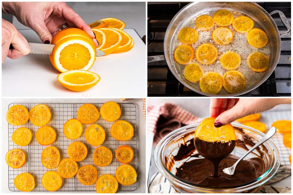 Learn how to make candied oranges by slicing orange and simmering it in sugar water then letting it dry. It's the easiest and most affordable candy, and maybe even the most addicting! Dip the slices in dark chocolate if you'd like!