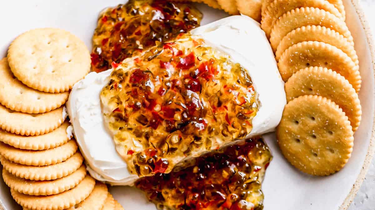 We serve this Pepper Jelly over cream cheese with crackers and it disappears every time.