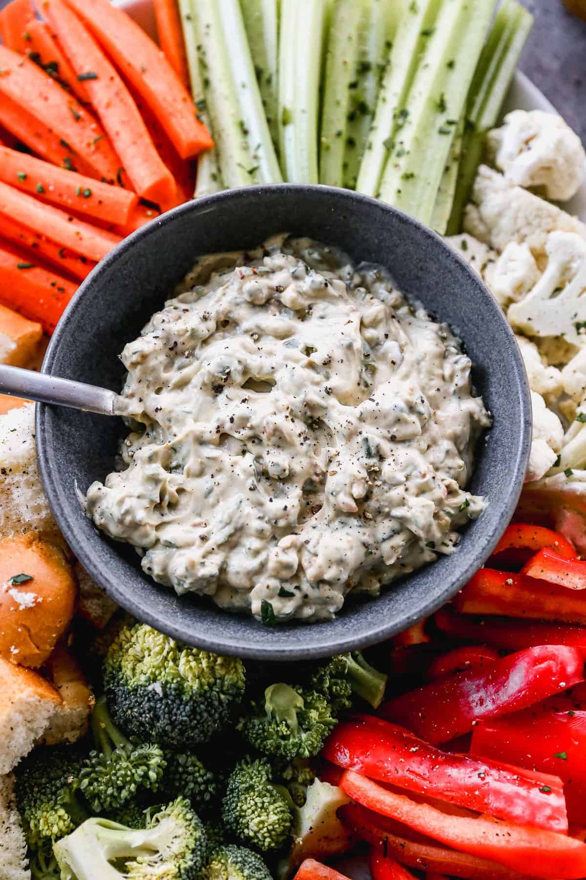 This Easy Vegetable Dip is a staple for veggie trays. I keep the ingredients on hand year round.