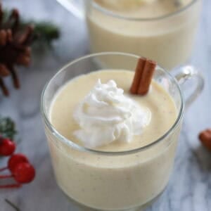 Rich, custardy eggnog made from scratch - perfect for cold winter evenings