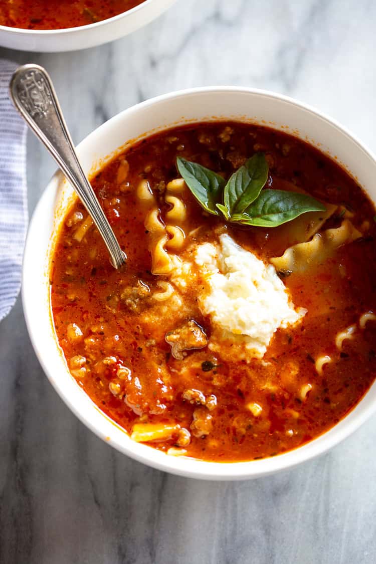 Lasagna Soup is a comforting dinner recipe that brings lasagna flavor into every spoonful.