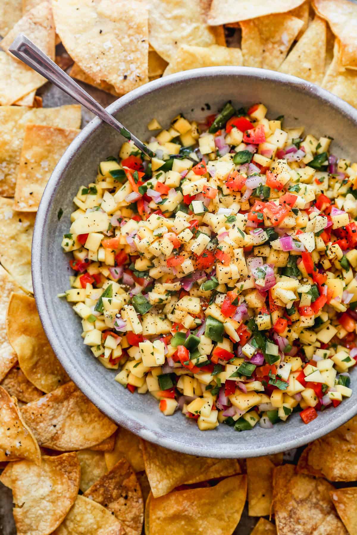 This Mango Salsa adds bright, sweet, and fresh flavor to chips and holiday appetizers.