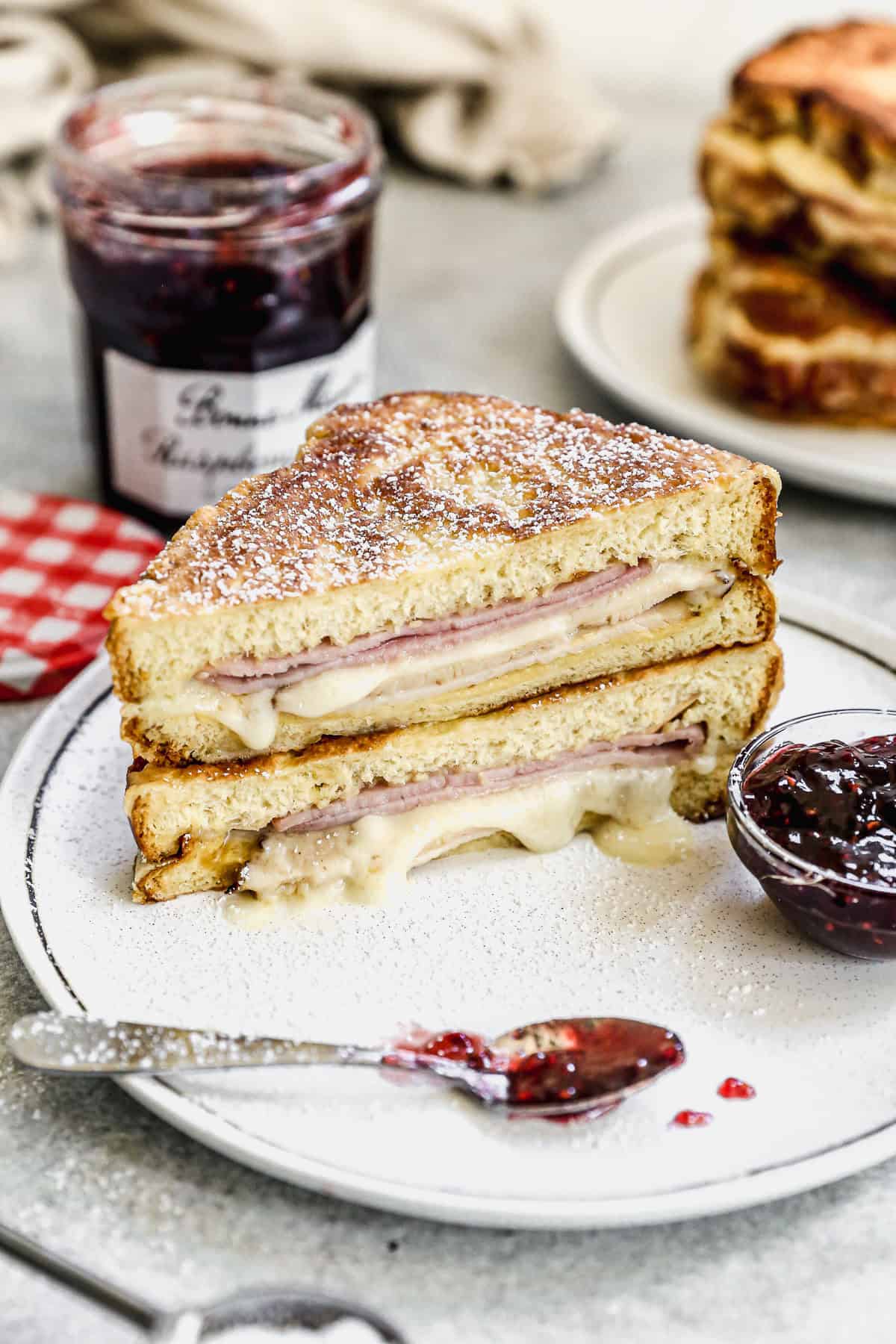 This Monte Cristo sandwich is an indulgent way to repurpose Christmas ham for a sweet and savory lunch.