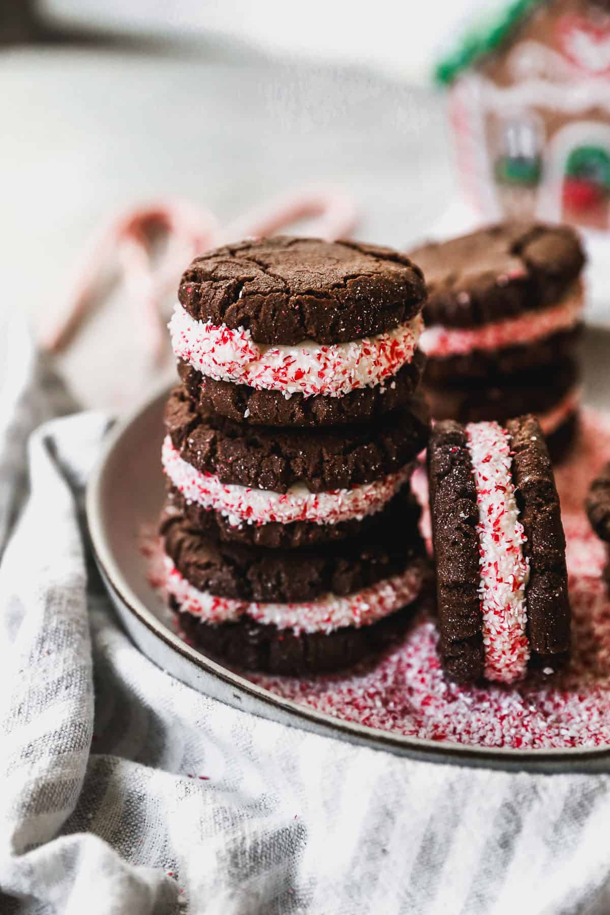 A chocolate and mint cookie perfect for cookie trays and holiday gift boxes