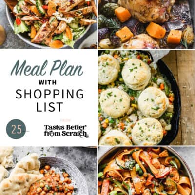 A collage of 5 recipes from meal plan 25.