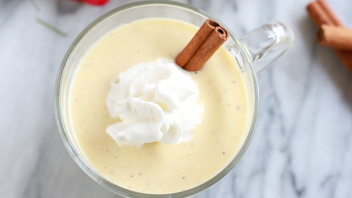 Rich, custardy eggnog made from scratch - perfect for cold winter evenings.