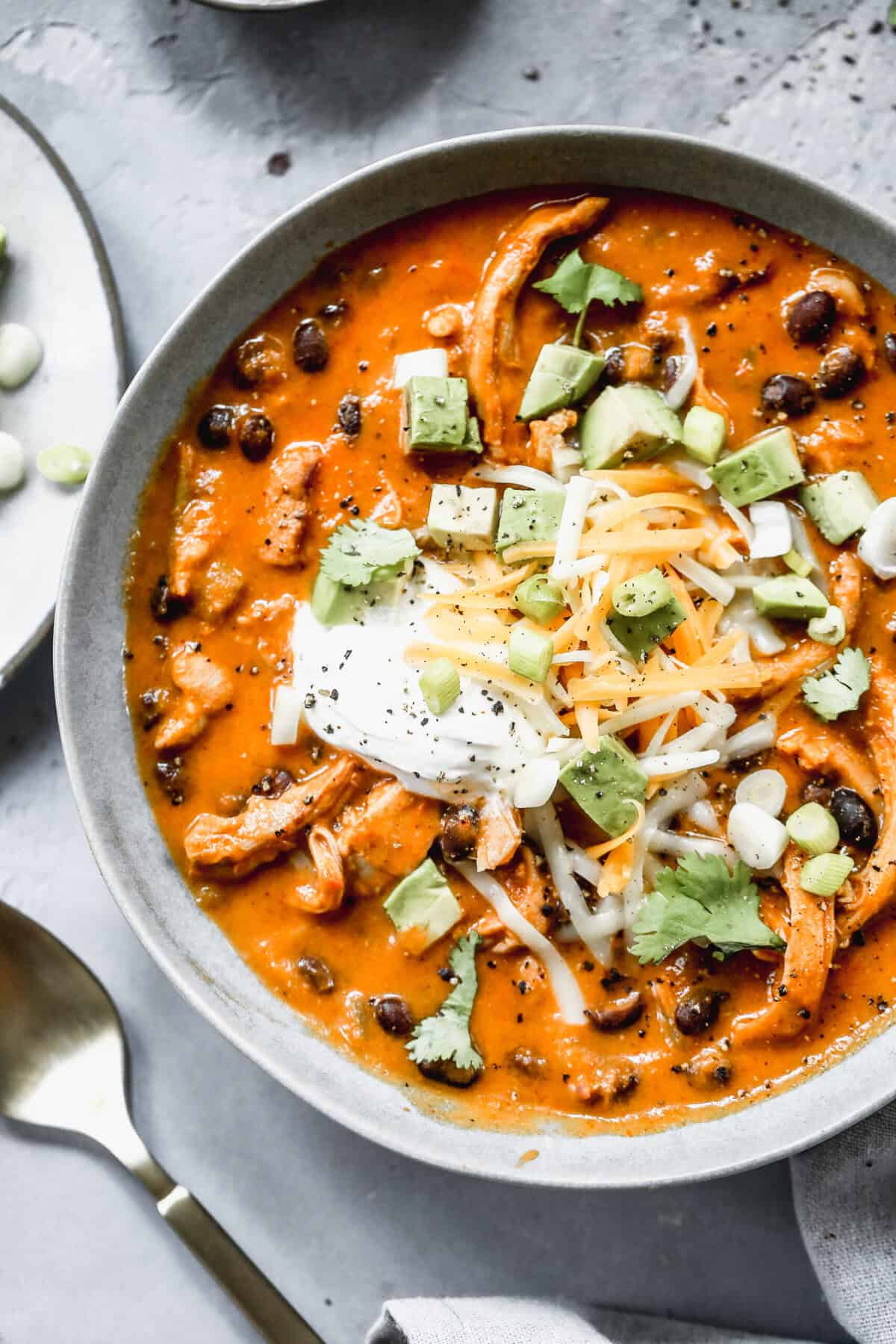 This crockpot enchilada soup is a family favorite for cold-weather dinners.