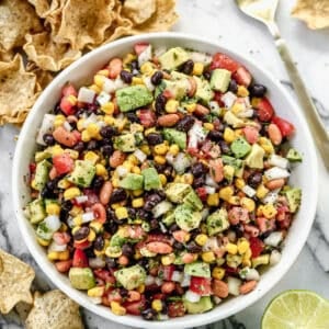 Cowboy Caviar is a great no-cook option that adds crunch and balance to heavier game day snacks.