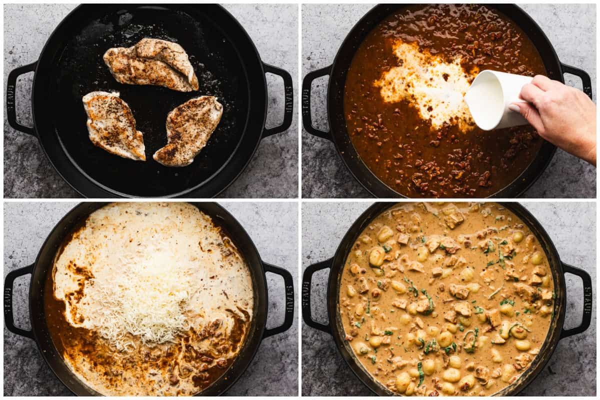 This creamy Chicken and Gnocchi recipe is easy to make in just one pan and has all the flavor we love from marry me chicken, but with gnocchi! It's an instant crowd pleaser. 