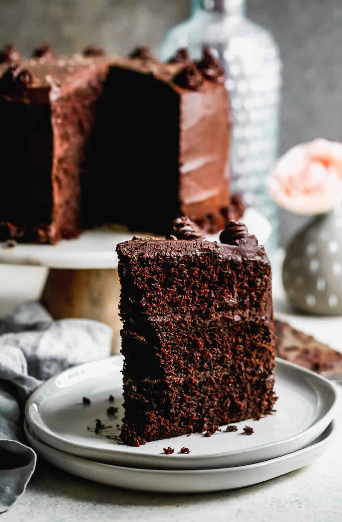This dark chocolate cake recipe delivers rich, intense chocolate taste for an indulgent dessert.