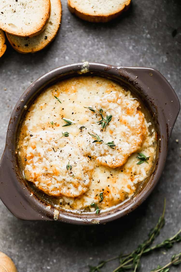 French Onion Soup is a slow-cooked, comforting soup that is ideal for relaxed winter dinners.
