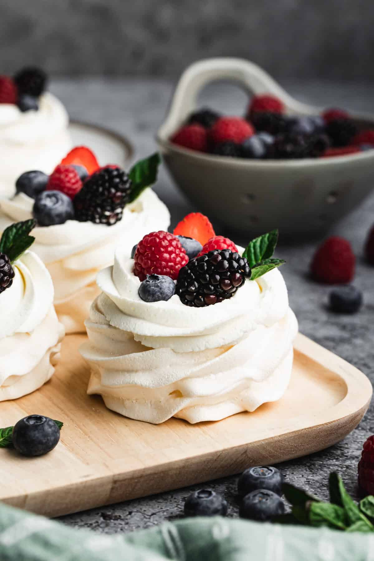 This Mini Pavlova recipe is a light, elegant dessert that’s perfect for topping with whipped cream and fresh fruit.