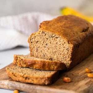 This healthy Peanut Butter Banana Bread recipe only takes 10 minutes of prep and has a delicious, moist, texture and flavor twist!