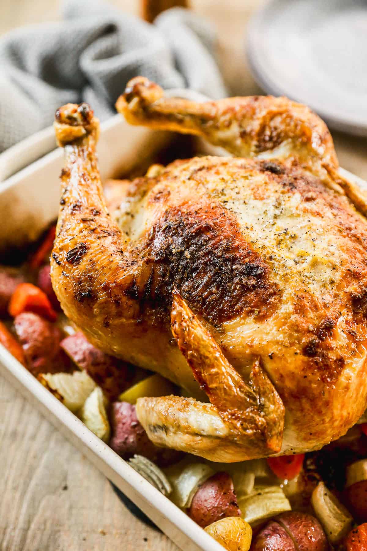 This easy roast chicken recipe makes tender, budget friendly dinners with versatile leftovers.