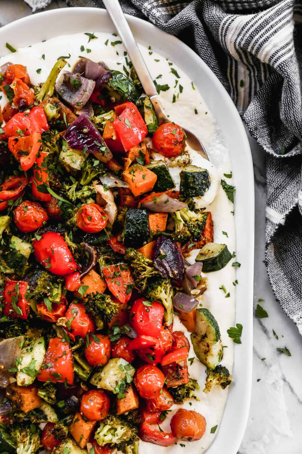 This whipped feta dip with roasted vegetables is perfect for shareable, flavorful dinners.