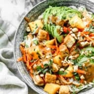 This spring roll bowl delivers crisp, fresh flavors perfect for vegetarian dinners.