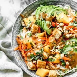 This spring roll bowl delivers crisp, fresh flavors perfect for vegetarian dinners.