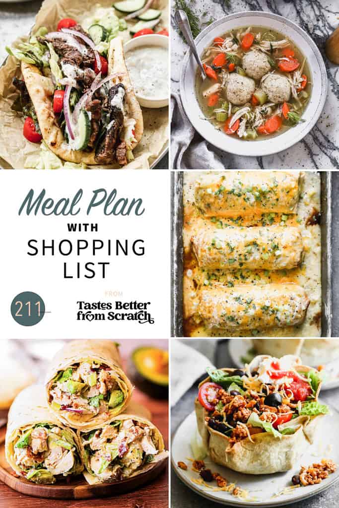 A collage of 5 recipes from meal plan 211.