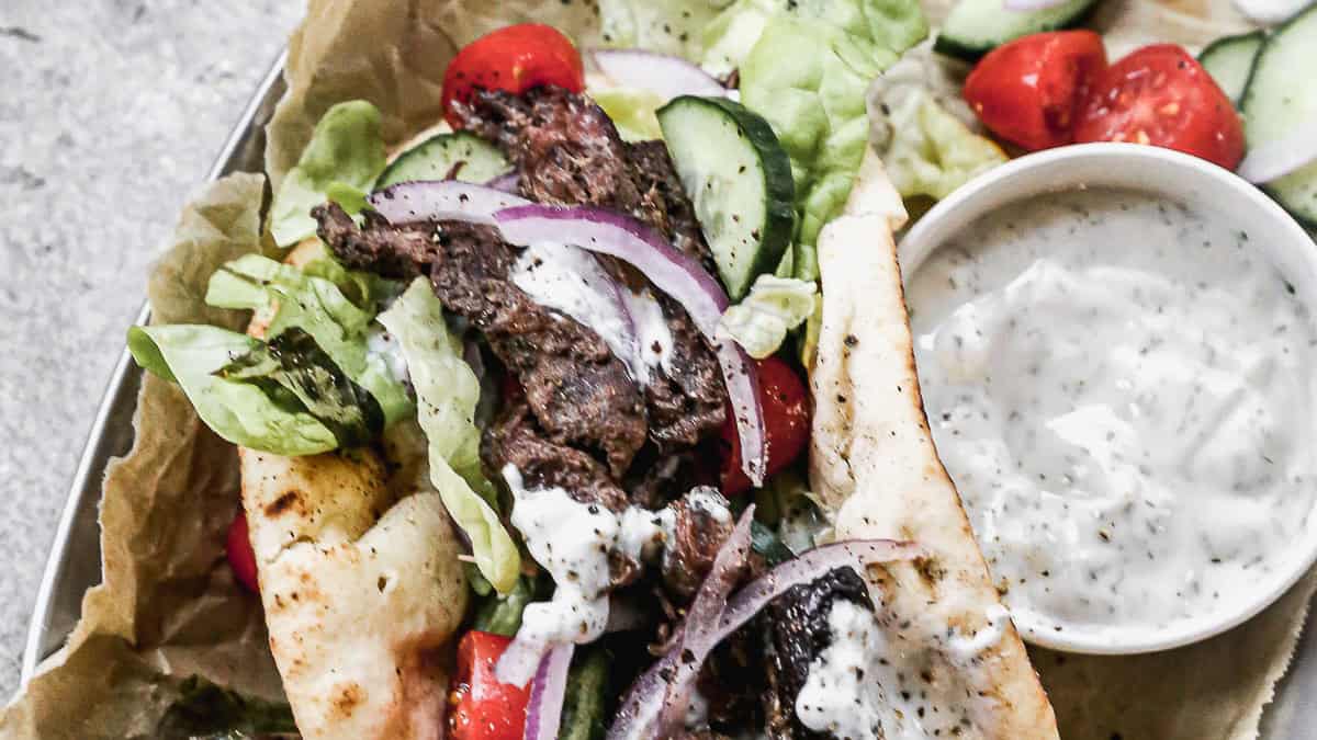 These homemade Beef Gyros are just as satisfying as your favorite Greek takeout.