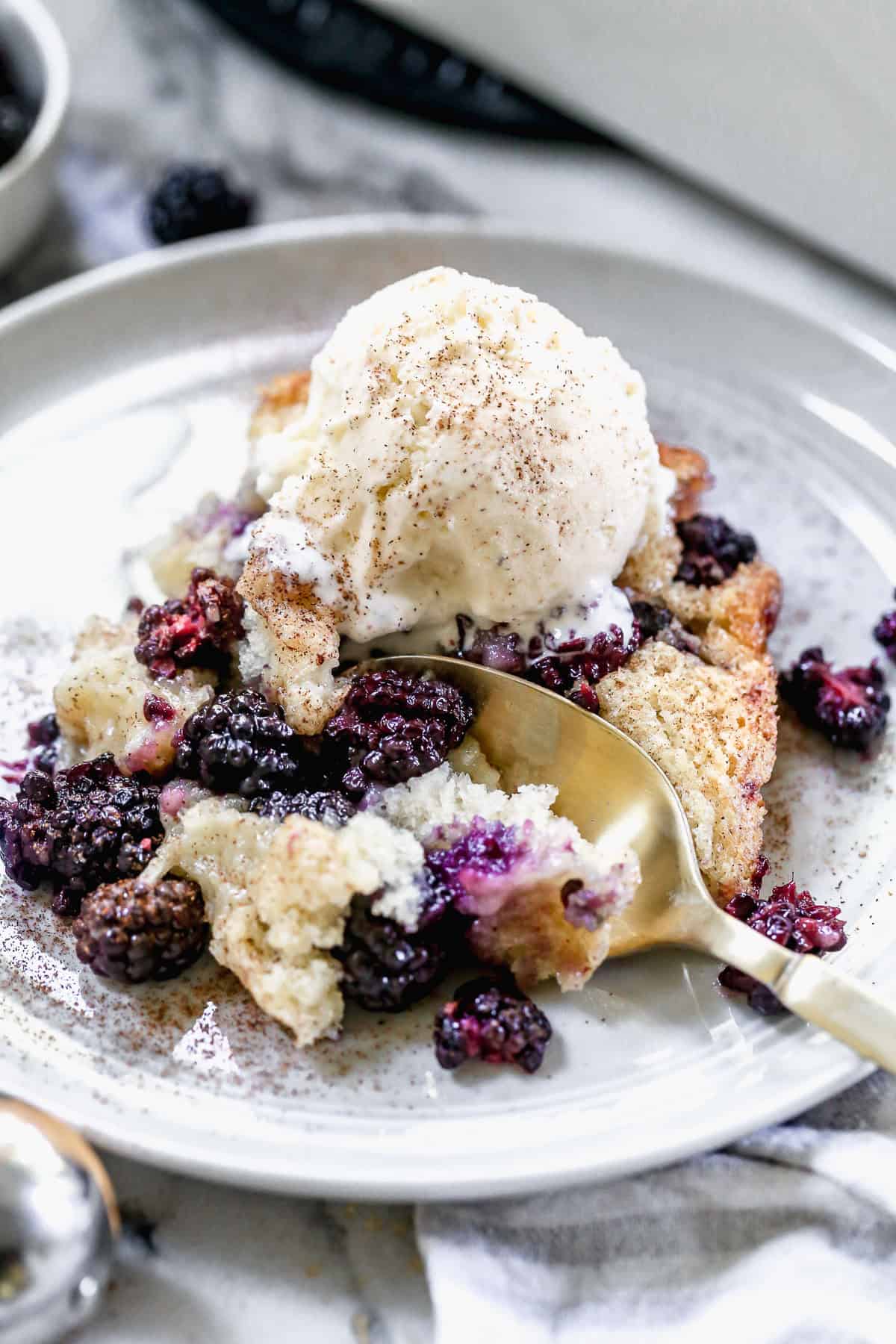 Blackberry Cobbler is a simple dessert you can make with fresh or frozen berries for an easy winter comfort treat.