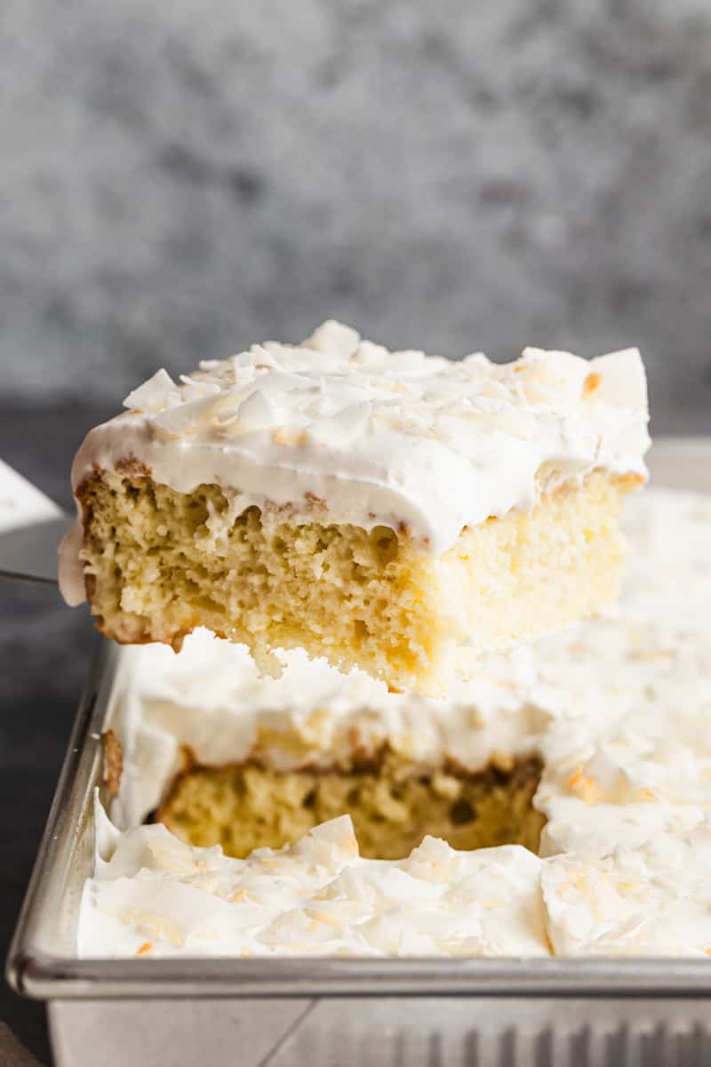 Coconut Tres Leches Cake is a rich, creamy cake that stays moist and serves beautifully for a crowd.