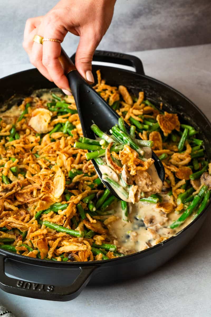 This Green Bean Casserole recipe is a classic holiday side that is easy to prep ahead and bake when you are ready.