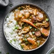 This Gumbo is ideal for prepping ahead so you can enjoy the party instead of cooking all night.