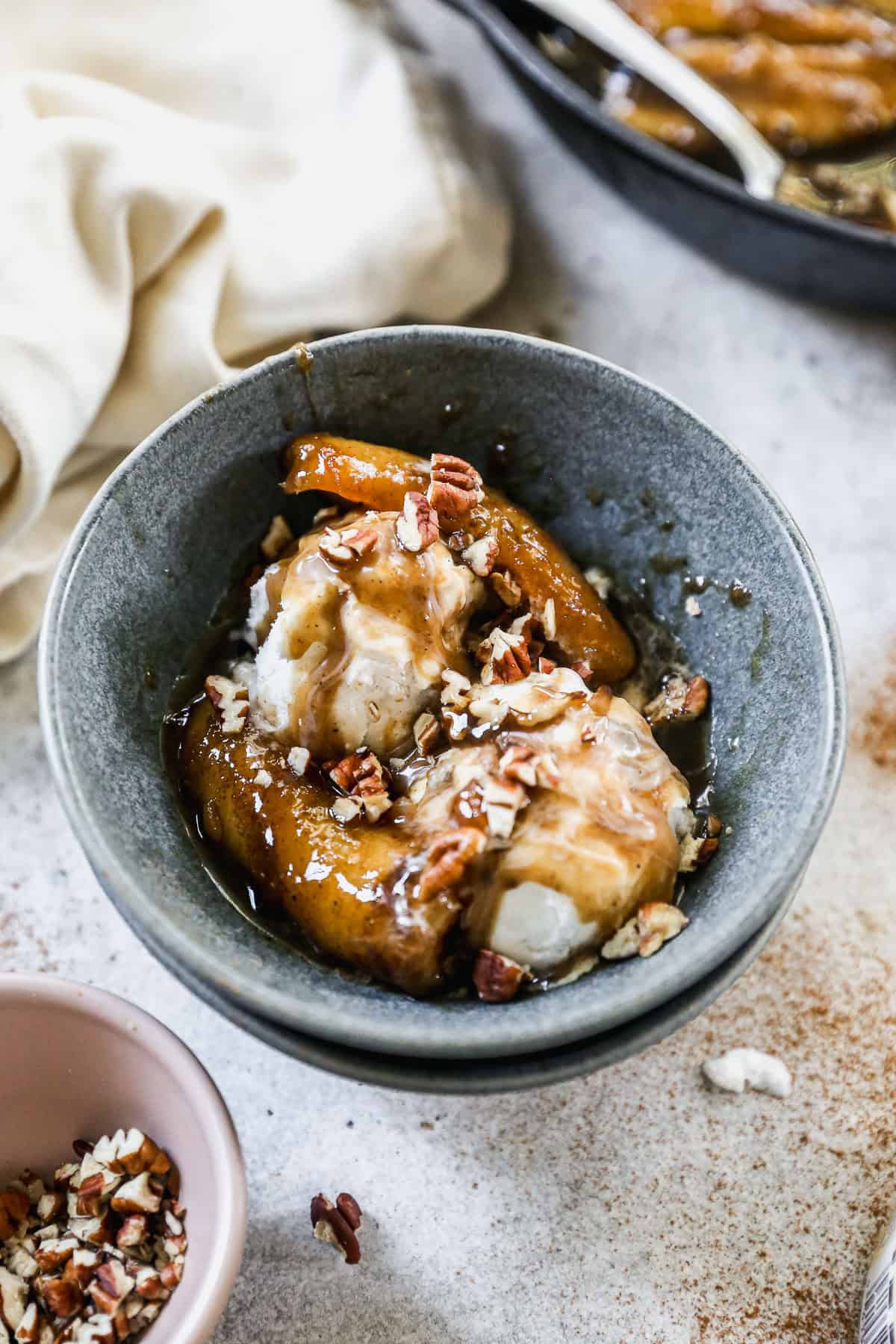 This Bananas Foster is a Louisiana favorite with caramelized bananas and vanilla ice cream. 