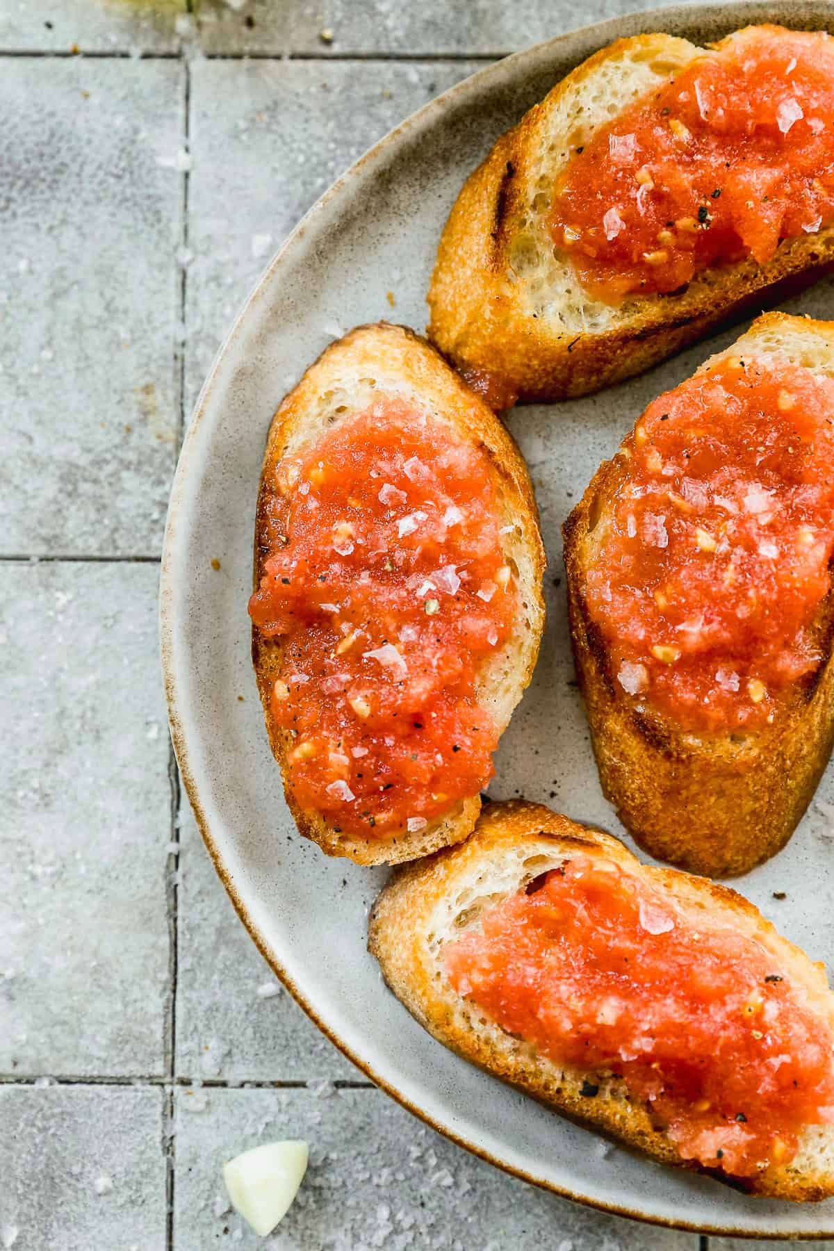 This Pan Con Tomate is a quick, fresh bite that adds something savory and bright to your brunch table.