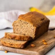 A one-bowl banana bread with peanut butter flavor that tastes like pure comfort.