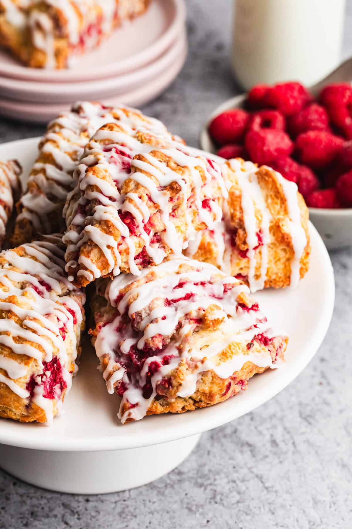 Raspberry Scones are buttery, simple to make, and great for a Valentine’s breakfast or dessert.