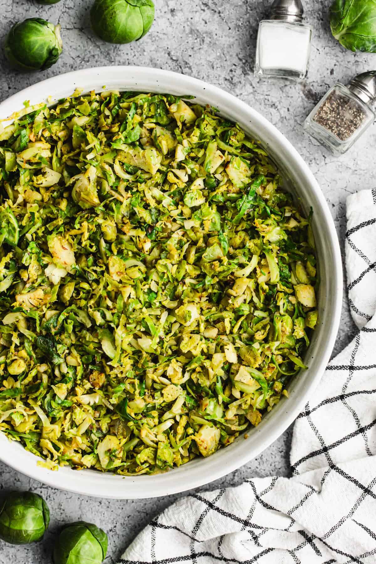 Shredded Brussels Sprouts are a quick, flavorful side that balances a hearty holiday dinner.