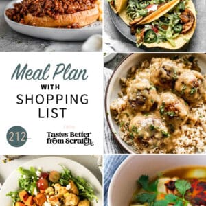 A collage of 5 recipes from meal plan 212.
