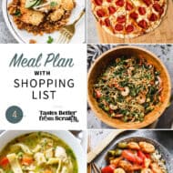 A collage of 5 recipes from meal plan 4.