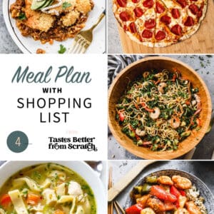 A collage of 5 recipes from meal plan 4.