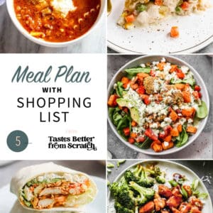 A collage of 5 recipes from meal plan 5.