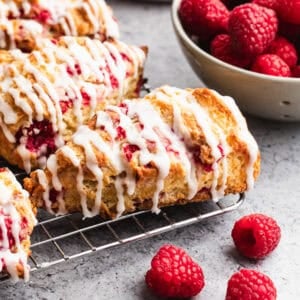 Raspberry Scones are buttery, simple to make, and great for a Valentine’s breakfast or dessert.