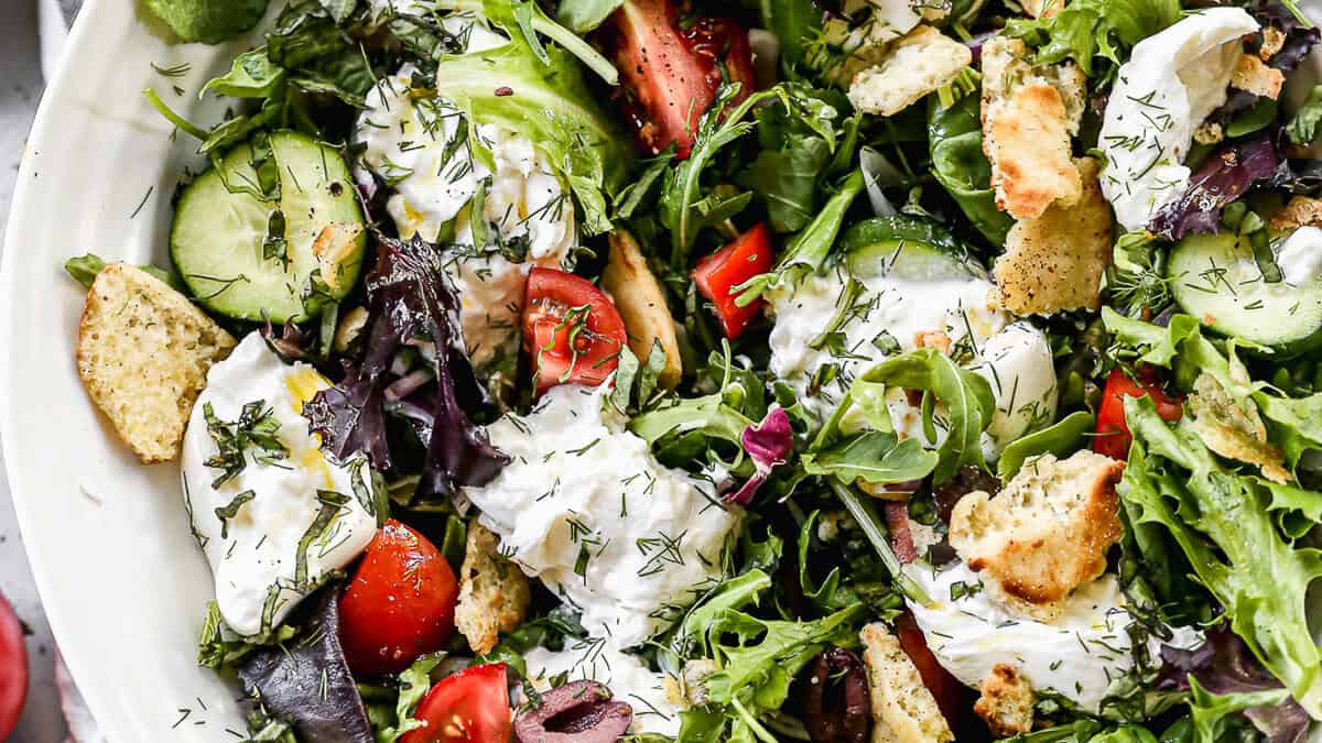 Burrata Salad is a quick spring dish that feels special enough for guests but easy enough for a weeknight.