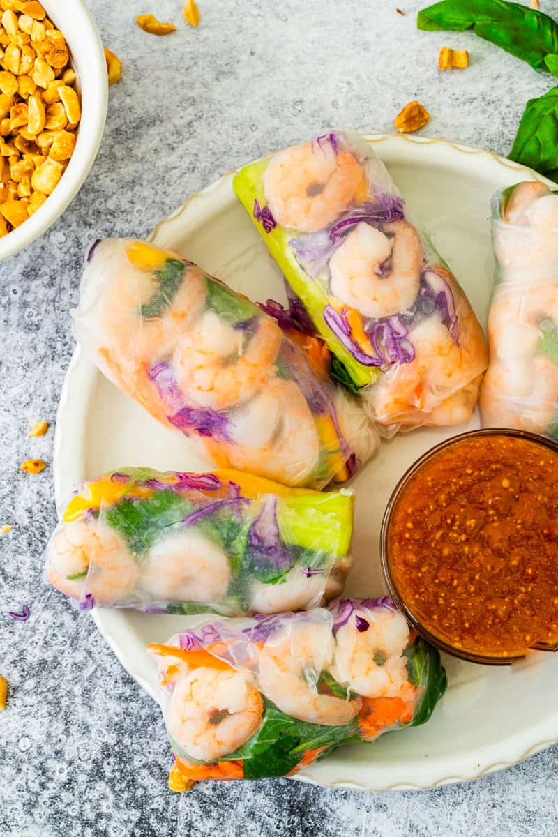 Fresh Spring Rolls are a light dinner option that is fun to dip and easy to customize at the table.
