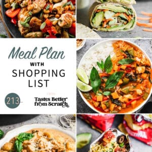 A collage of 5 recipes from meal plan 213.