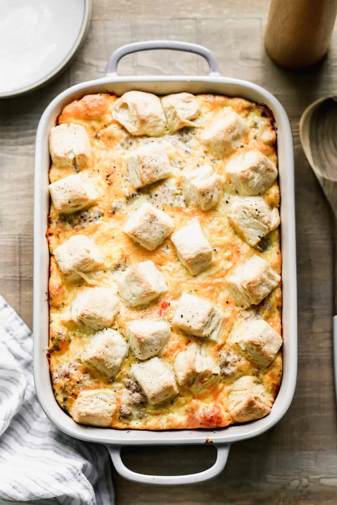 Biscuits and Gravy Casserole is a hearty make-ahead brunch recipe that helps feed a crowd and keep Mother’s Day morning low-stress.