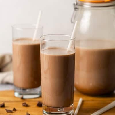 This homemade Chocolate Milk is creamy, rich, and made with pantry ingredients in just 5 minutes! You will never buy store-bought again!