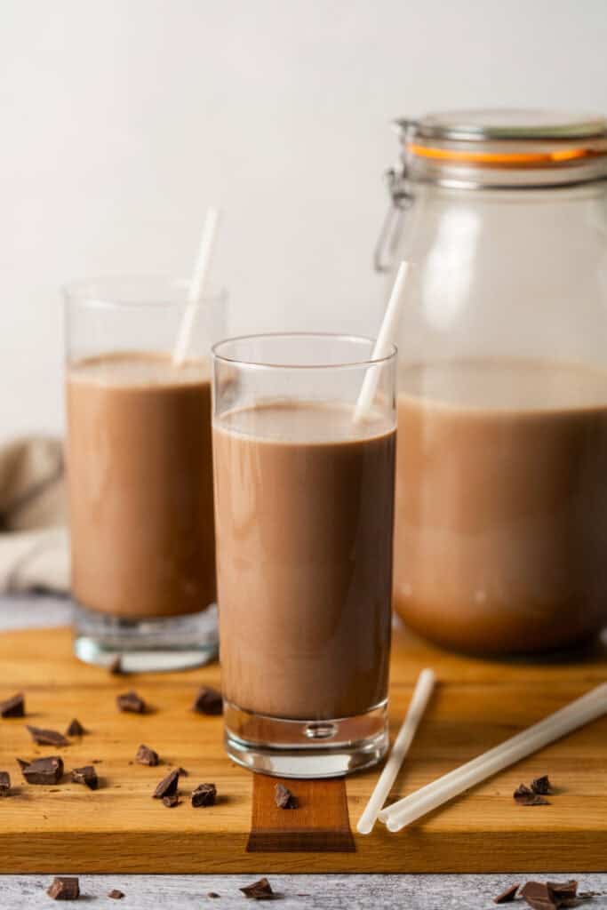 This homemade Chocolate Milk is creamy, rich, and made with pantry ingredients in just 5 minutes! You will never buy store-bought again!
